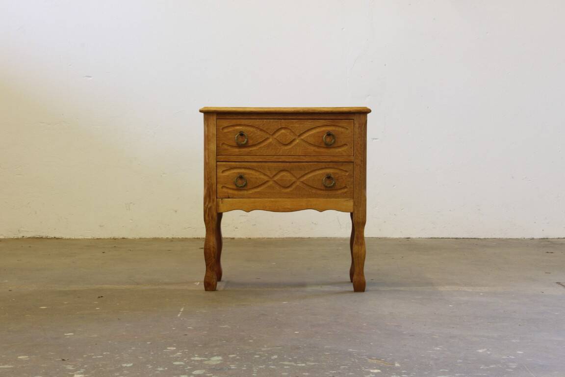 Vintage Danish 1960s oak nightstand / bedside table style of Henning Kjærnulf