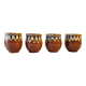 Set of 4 Bulgarian ceramic Troyan mugs from the 1970s, vintage glazed stoneware.