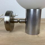 Wall lamp opaline globe aluminum 70s space age