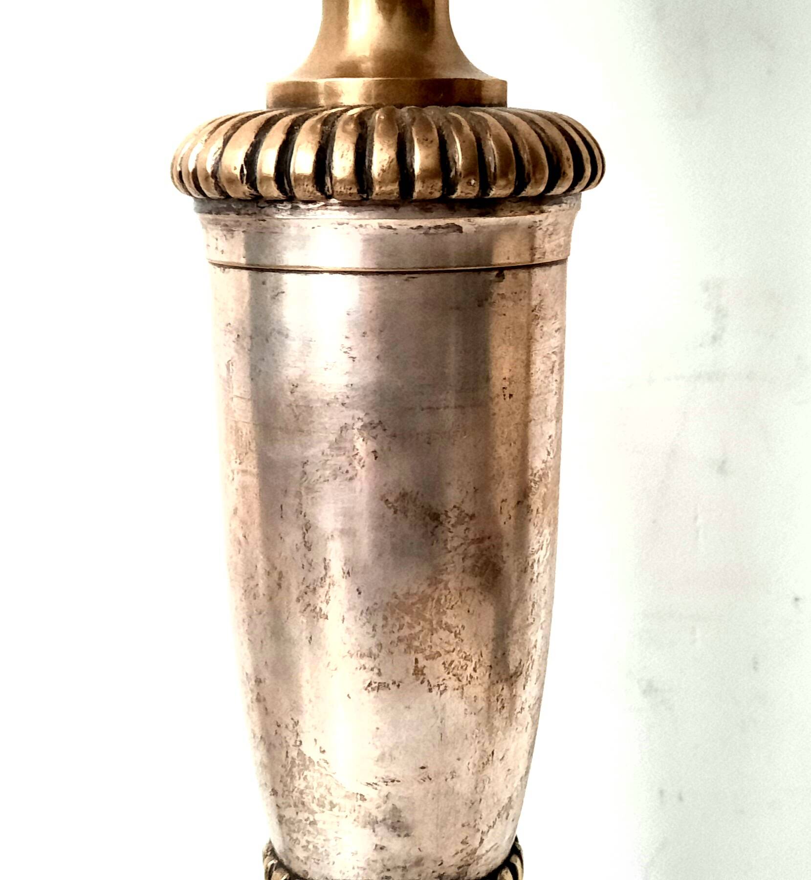 Table lamp in silvered bronze - French work from the Art Deco period attributed to Maurice Dufrène