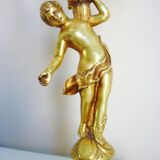 Candelabra, 6-pointed candlestick, marble, bronze, putti decoration, putto