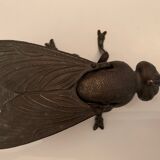 Antique vintage ashtray "mouche xxl" metal 50'