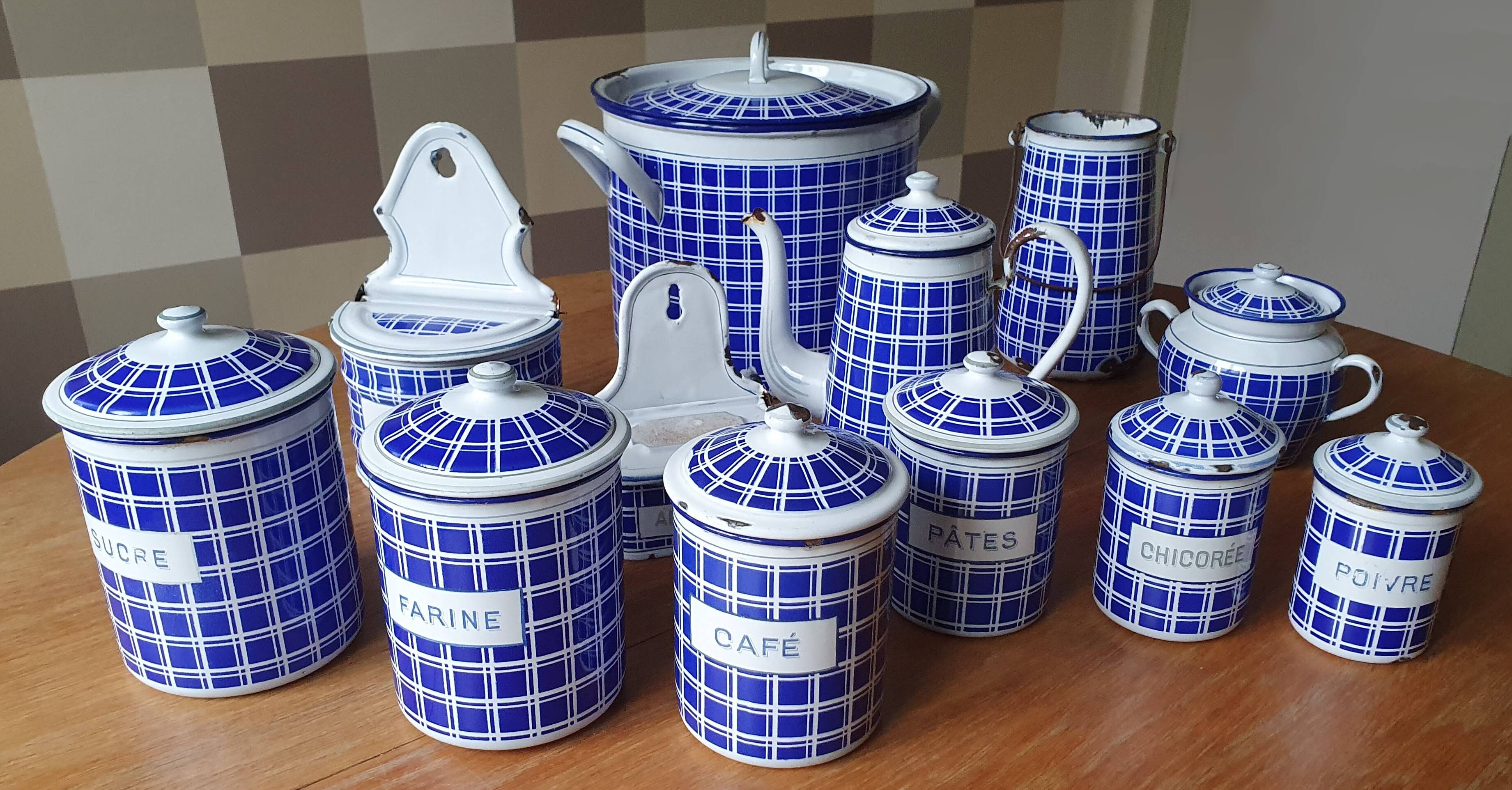 Série de pots à épices BB Frères en tôle émaillée