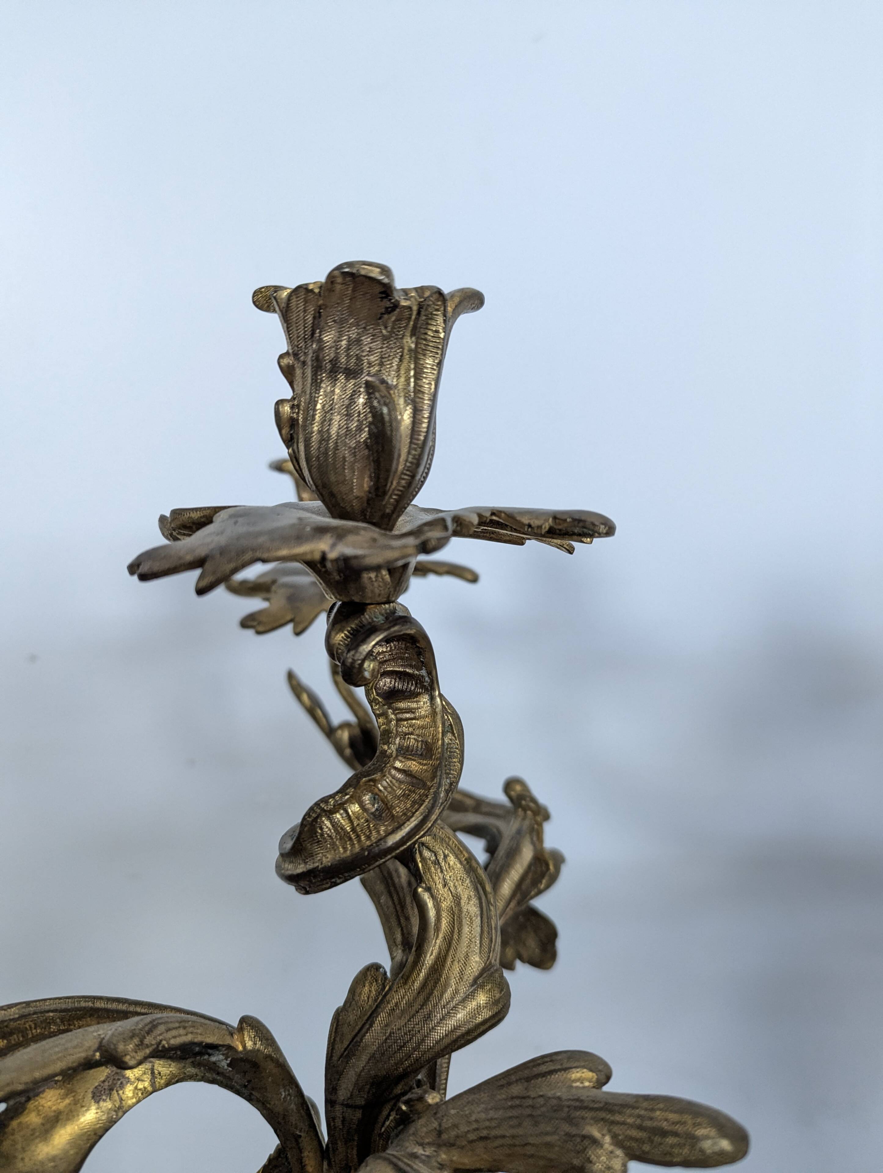 Pair of Candle Holders or Candelabra in Gilded Bronze