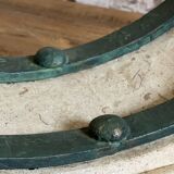 Console in glass and antique patinated metal