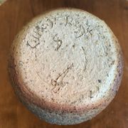 Ancien vase grès gris signé deco années 70 vintage