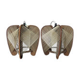 Pair of Scandinavian wire and wood 60s 70s suspensions