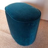 Velvet pouf, duck blue