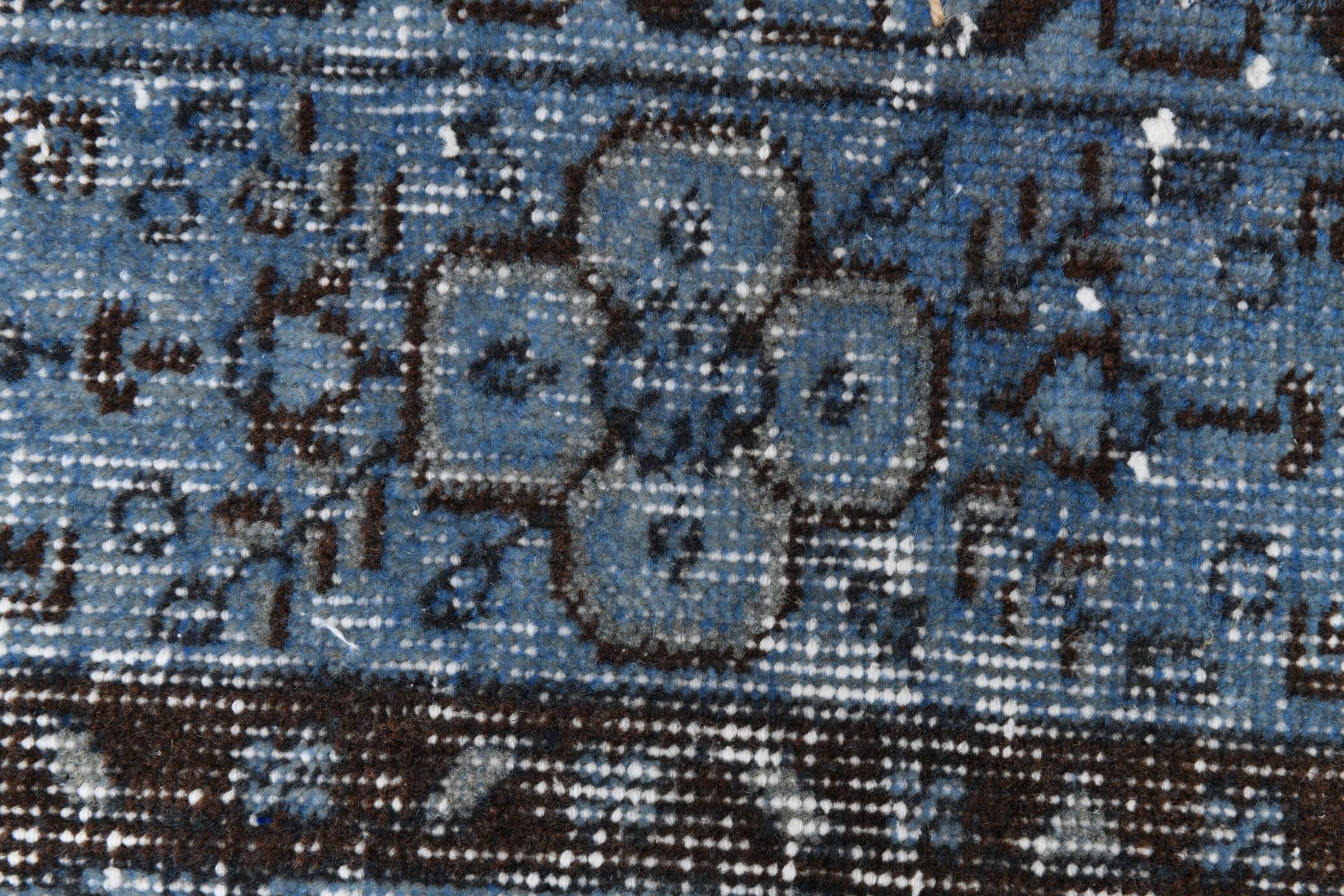 3x7 Navy Blue Vintage Runner Rug, 78x218Cm