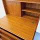 Vintage teak secretary bookcase with storage chest.