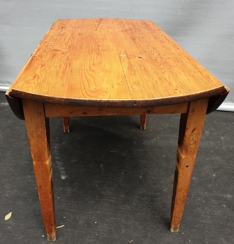 Table pitchpin miel à 2 volets guéridon bistrot vintage