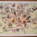 Old poster illustrated map of Paris 1939 - JP Pinchon