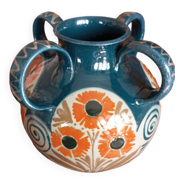 Elchinger vase in ceramic with 4 handles