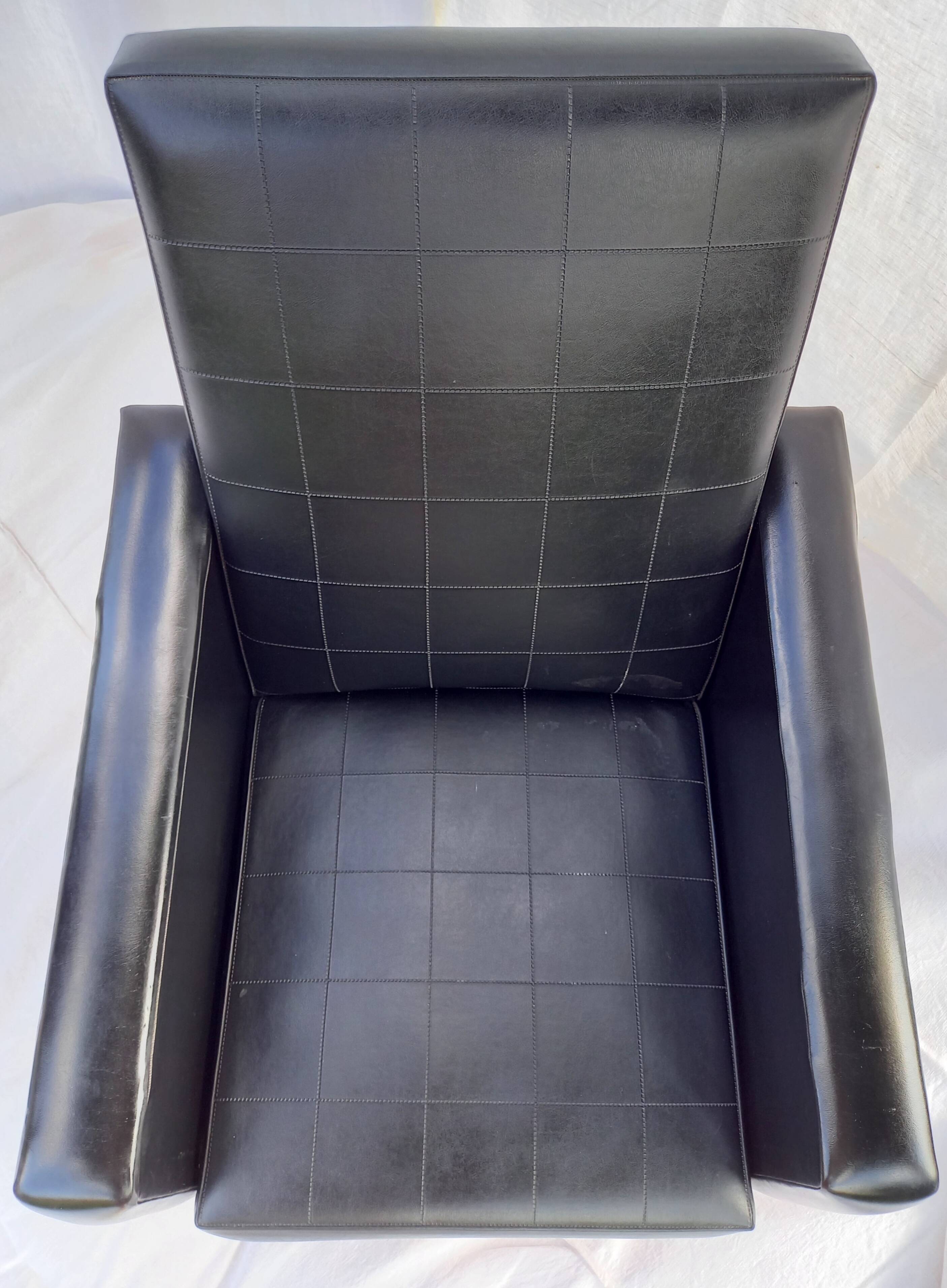 Rockabilly armchair in black skai from the 60s