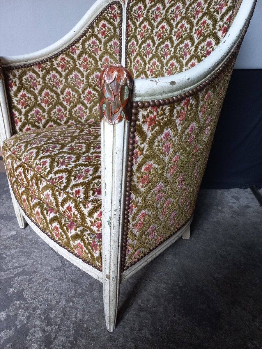 Three armchairs and an ottoman 1925 Art Deco