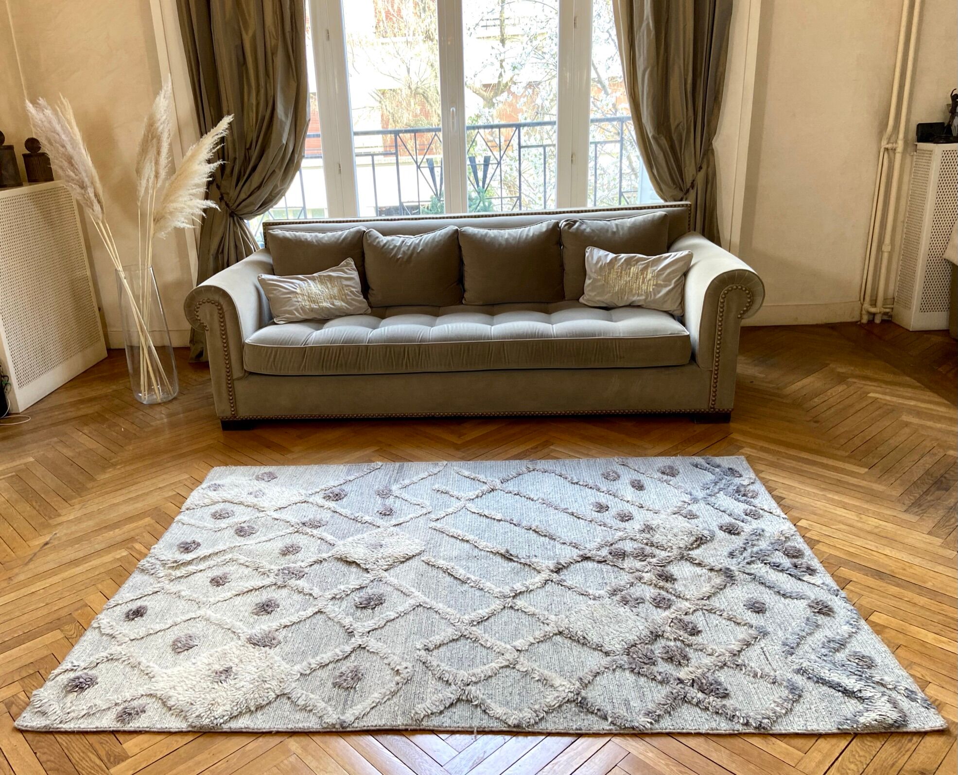 Grey berber carpet - 200 x 138 cm