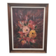 Peinture à l'huile avec des fleurs par E. Marie, de 1976