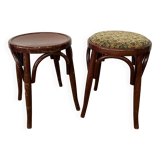 Pair of low vintage “Thonet” style bentwood stools