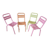 Set of 4 50s bistro chairs in rusty metal