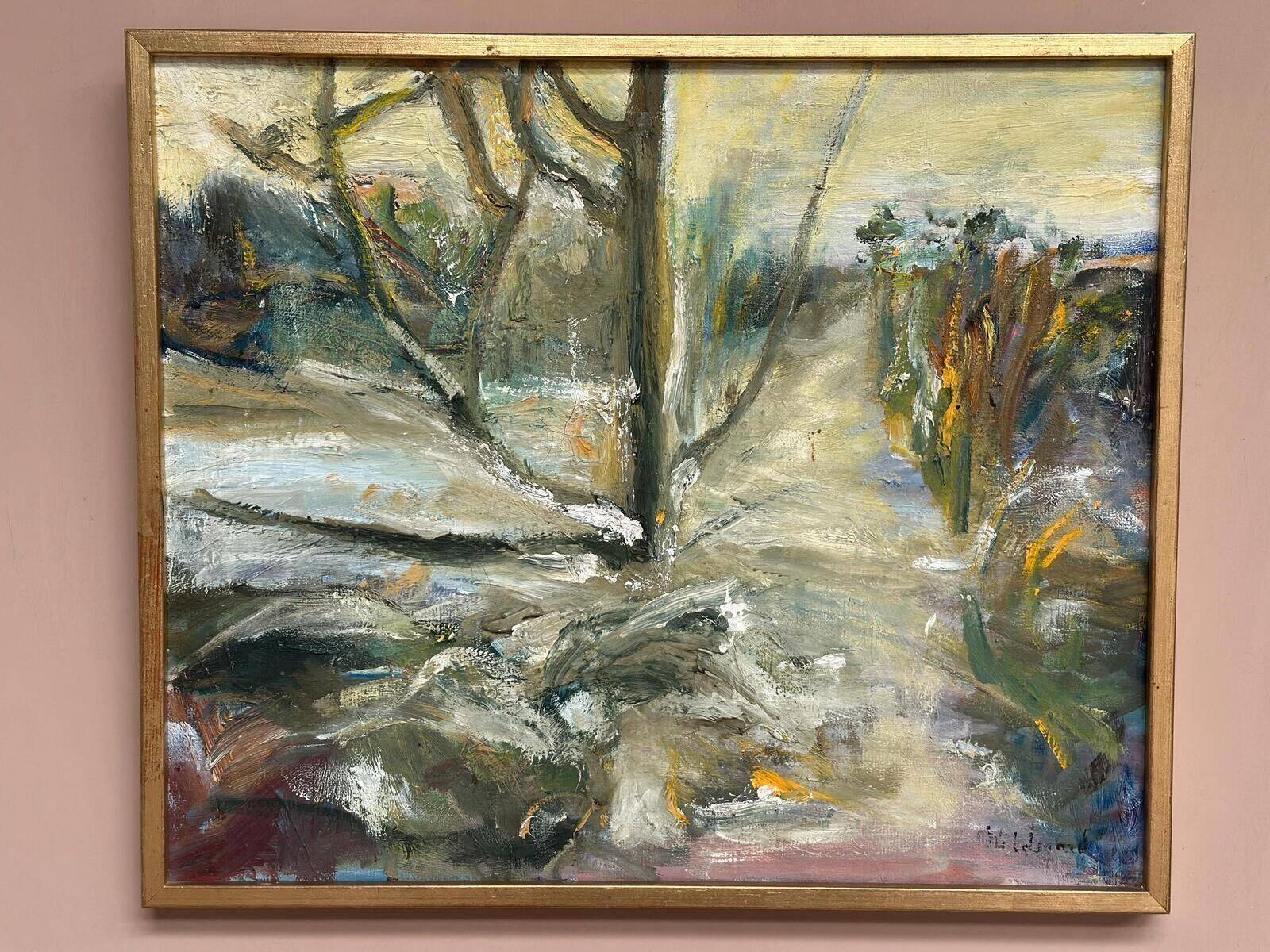 Original Oil on Canvas – “Path Between” – Signed – Vintage & Framed – 57 × 49 Cm (22.4" × 19.3")