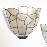 Trio of mother-of-pearl wall lamps