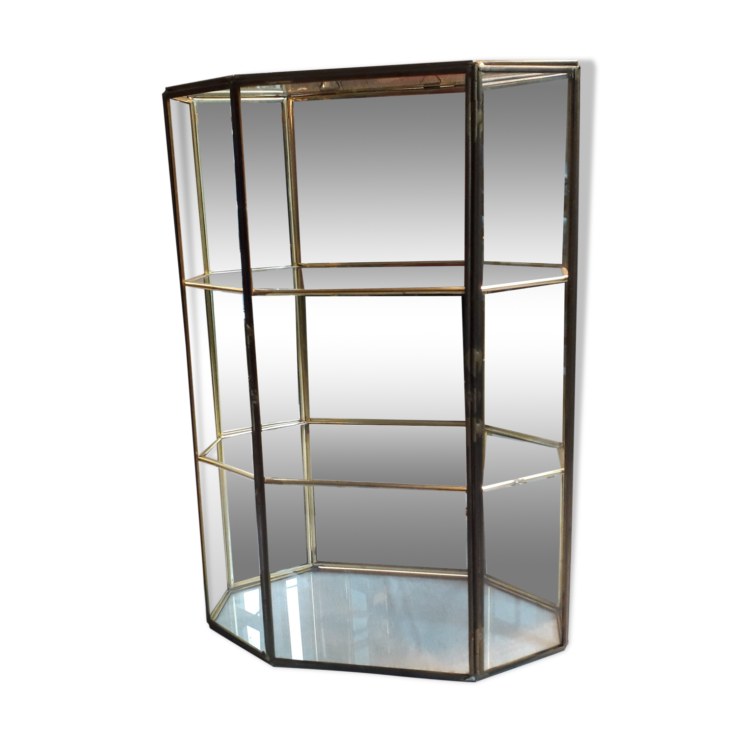 Glass and brass display case for collectibles