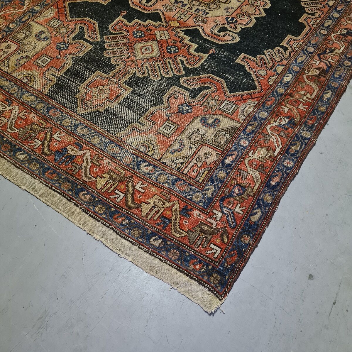 Persian Hand Knotted Wool Hamadan Carpet. Mid 20th Century.