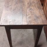 Small rustic children's table in old oak wood with drawer and shell handle