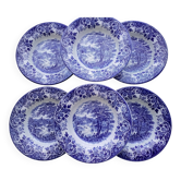 6 Hollow plates in English porcelain Broad Hurst Staffordshire