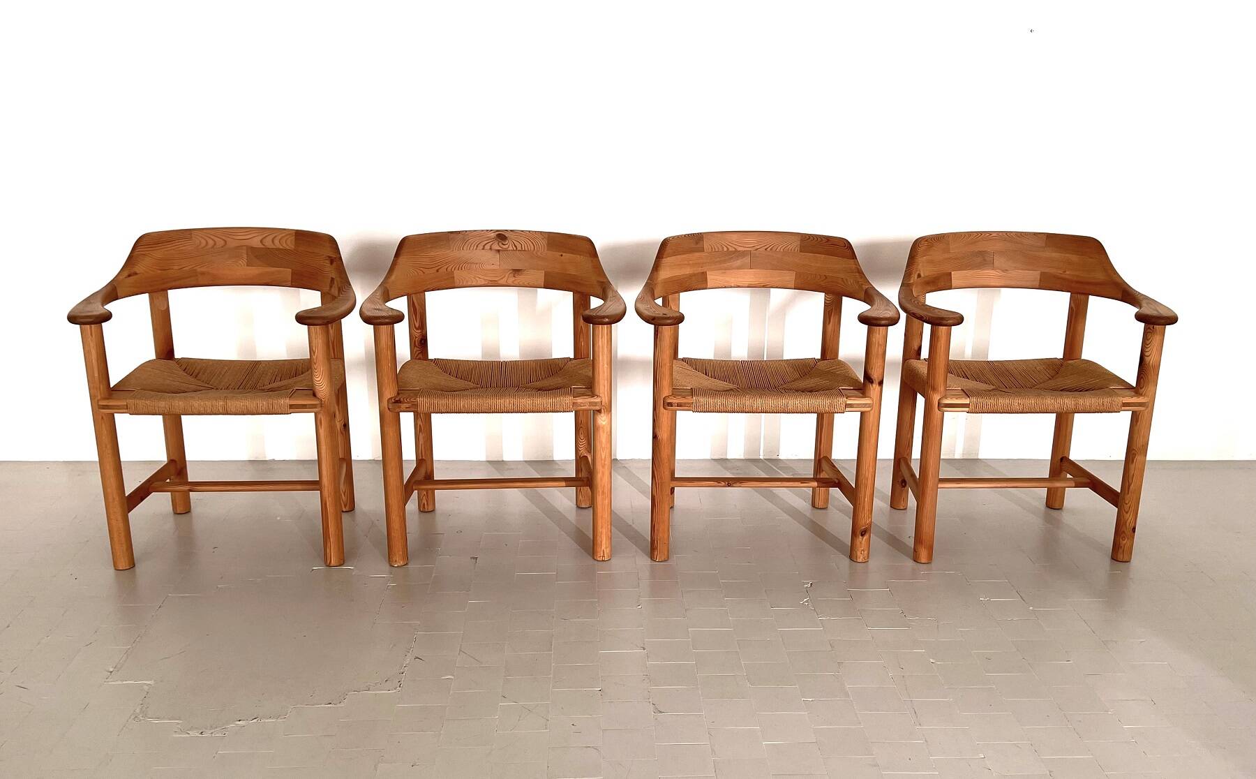Rainer Daumiller Dining Chairs in Pine and Paper Cord, 1970s
