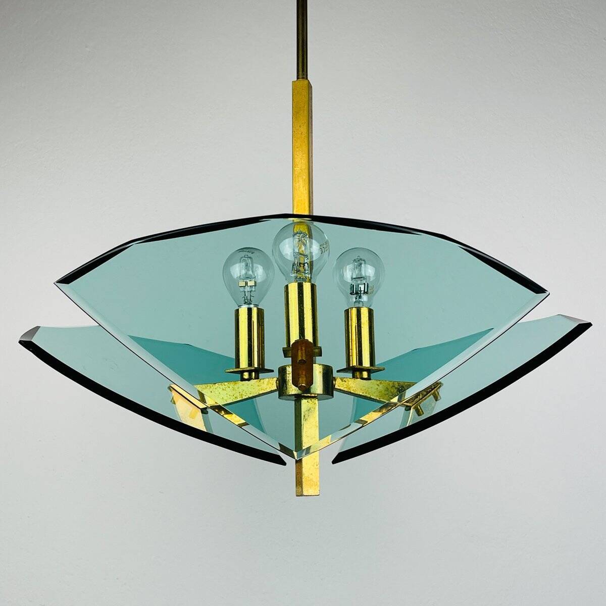 Vintage glass pendant lamp by Fontana Arte, Italy, 1950s.
