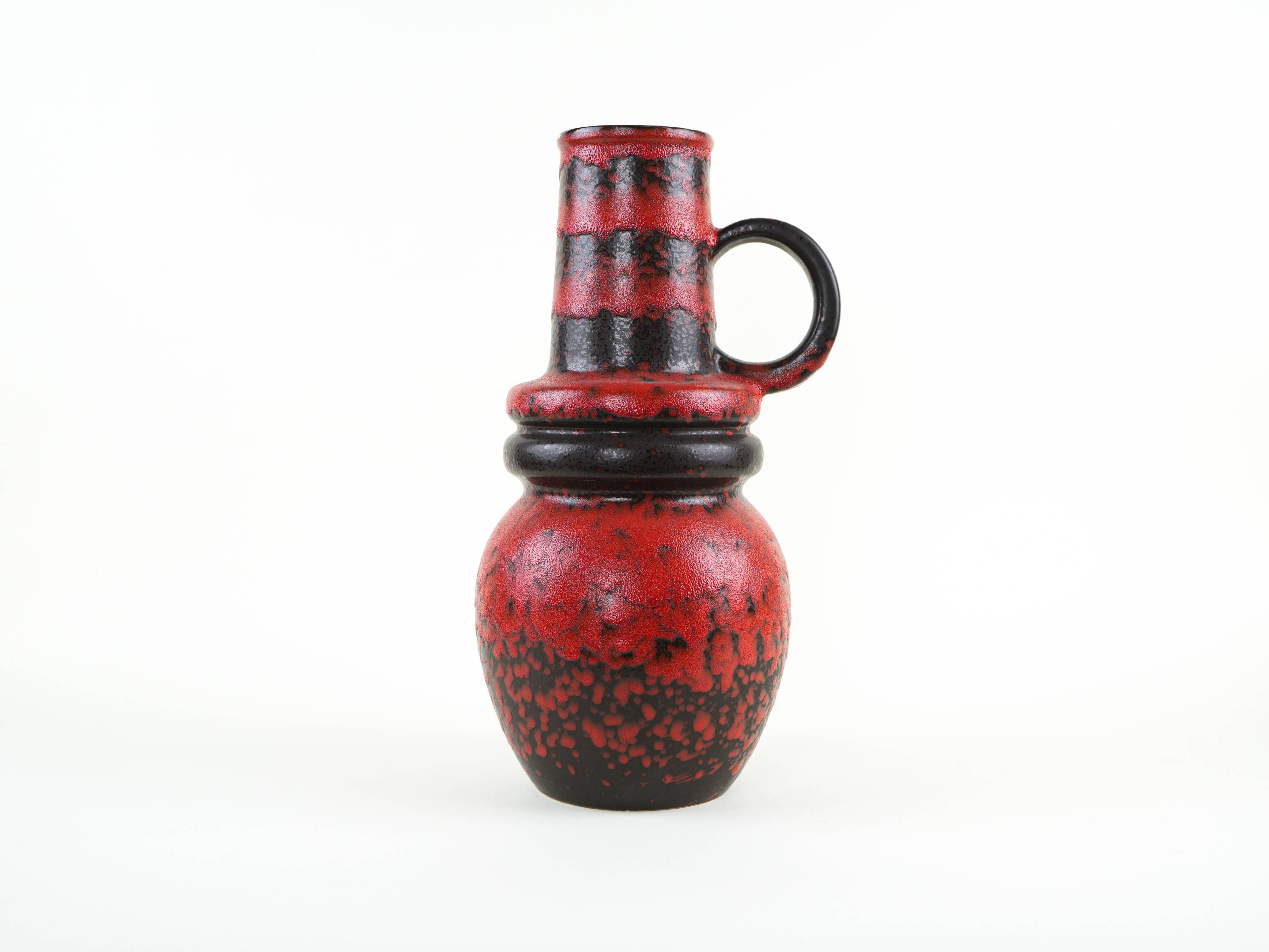 Monumental Fat Lava ceramic vase in black and red, West Germany, 1970s