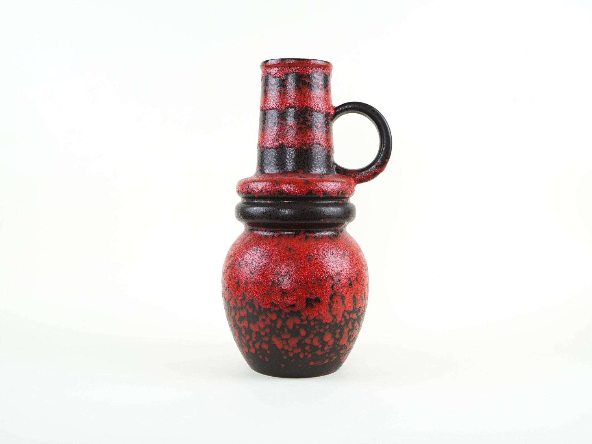 Monumental Fat Lava ceramic vase in black and red, West Germany, 1970s