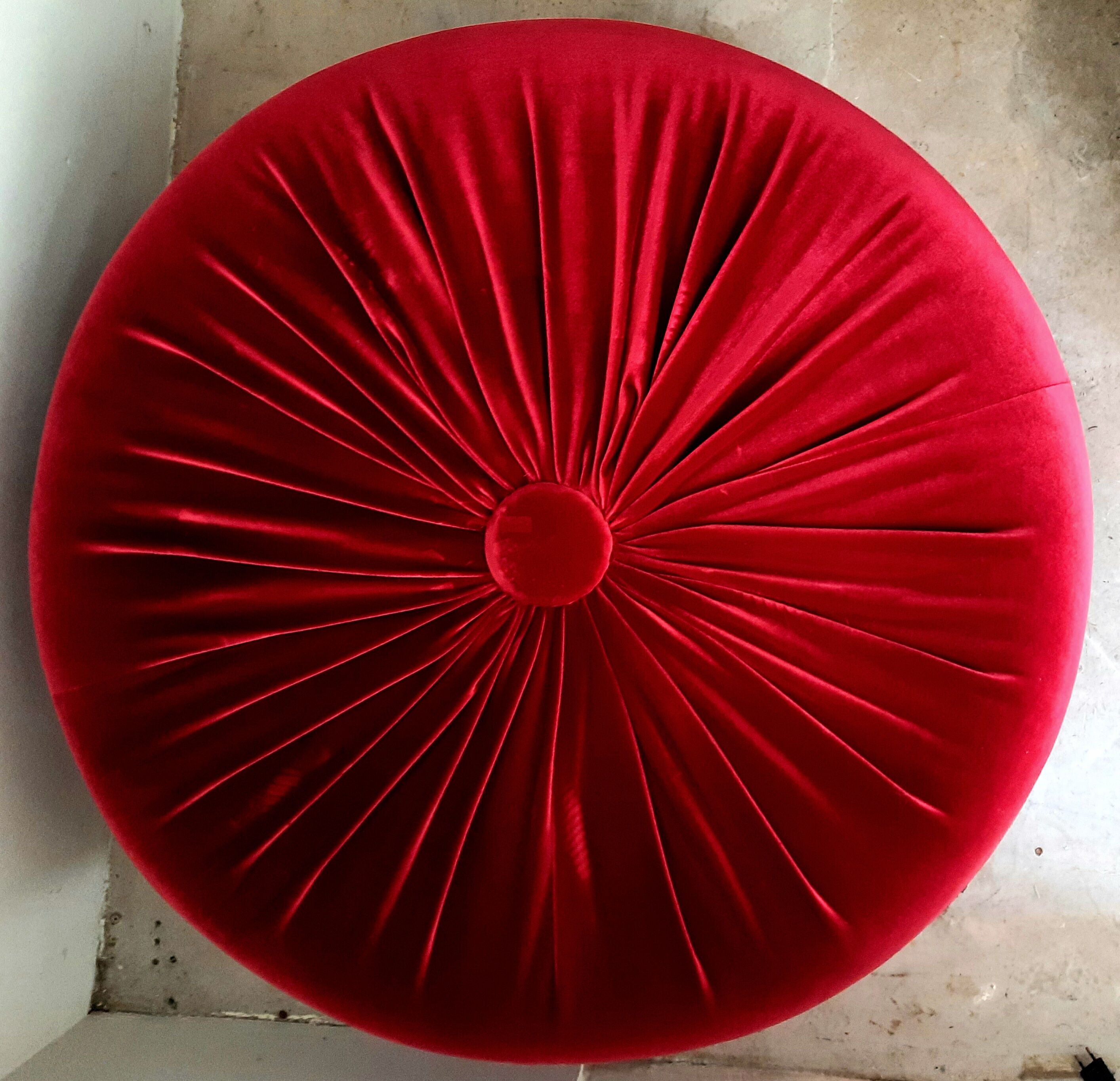 Large Red Velvet Pouf Boudoir / Rococo style