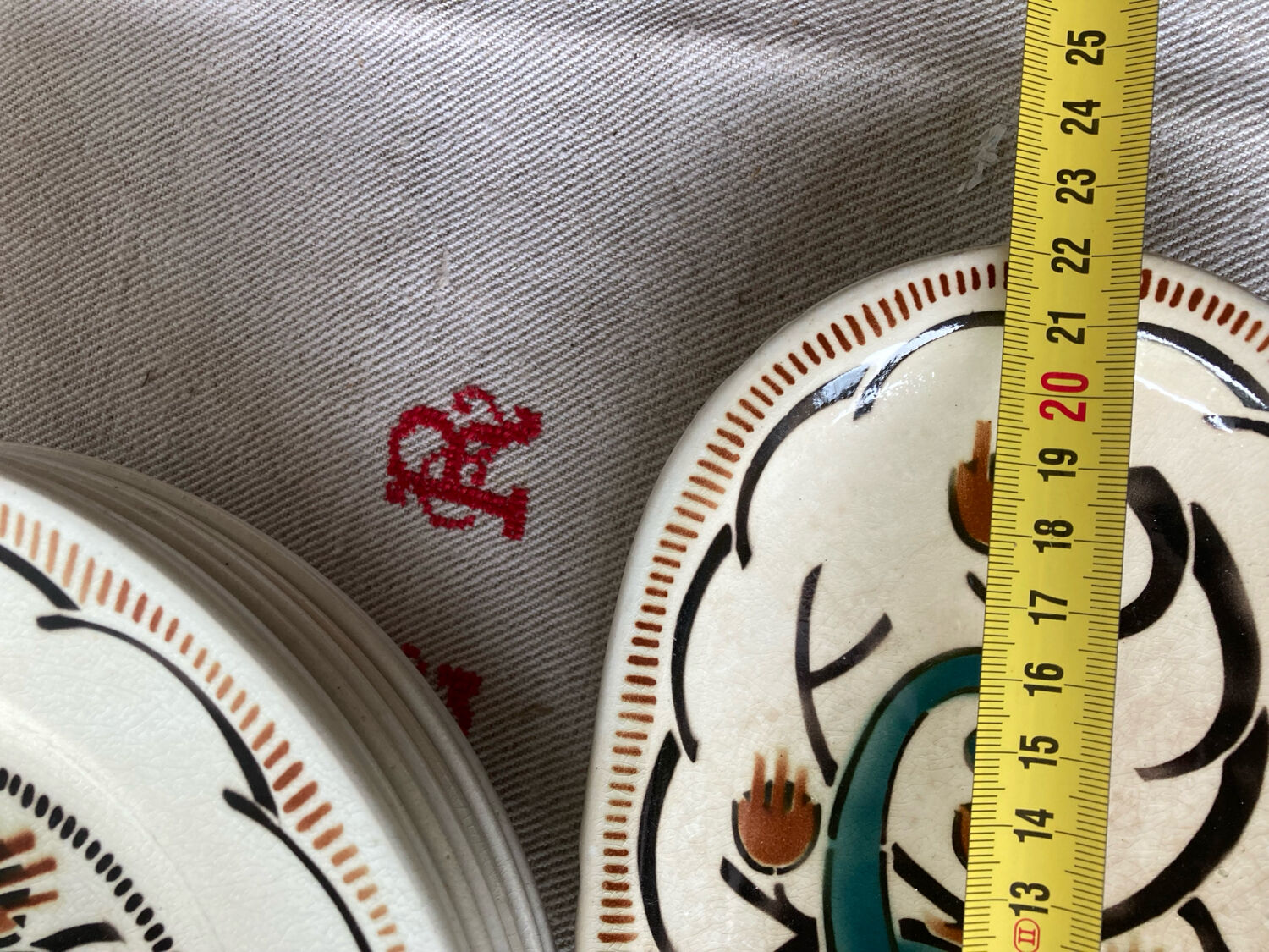 Dessert plates and serving dish, K&G Luneville, parakeet model.
