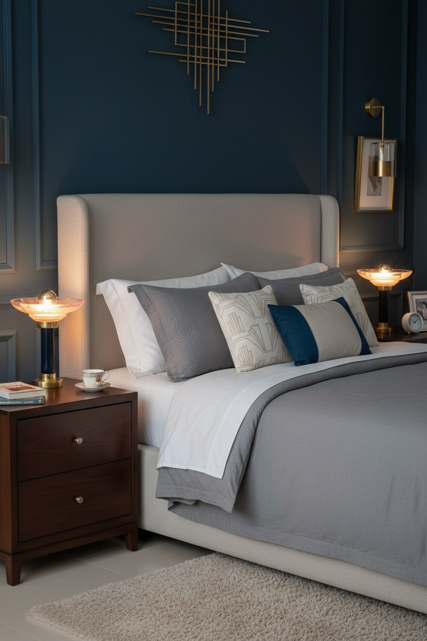 Pair of Art Deco bedside lamps, glasses signed Muller