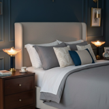 Pair of Art Deco bedside lamps, glasses signed Muller