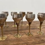 9 verres ancien en métal argenté et laiton