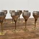 9 old glasses in silver metal and brass