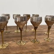 9 old glasses in silver metal and brass