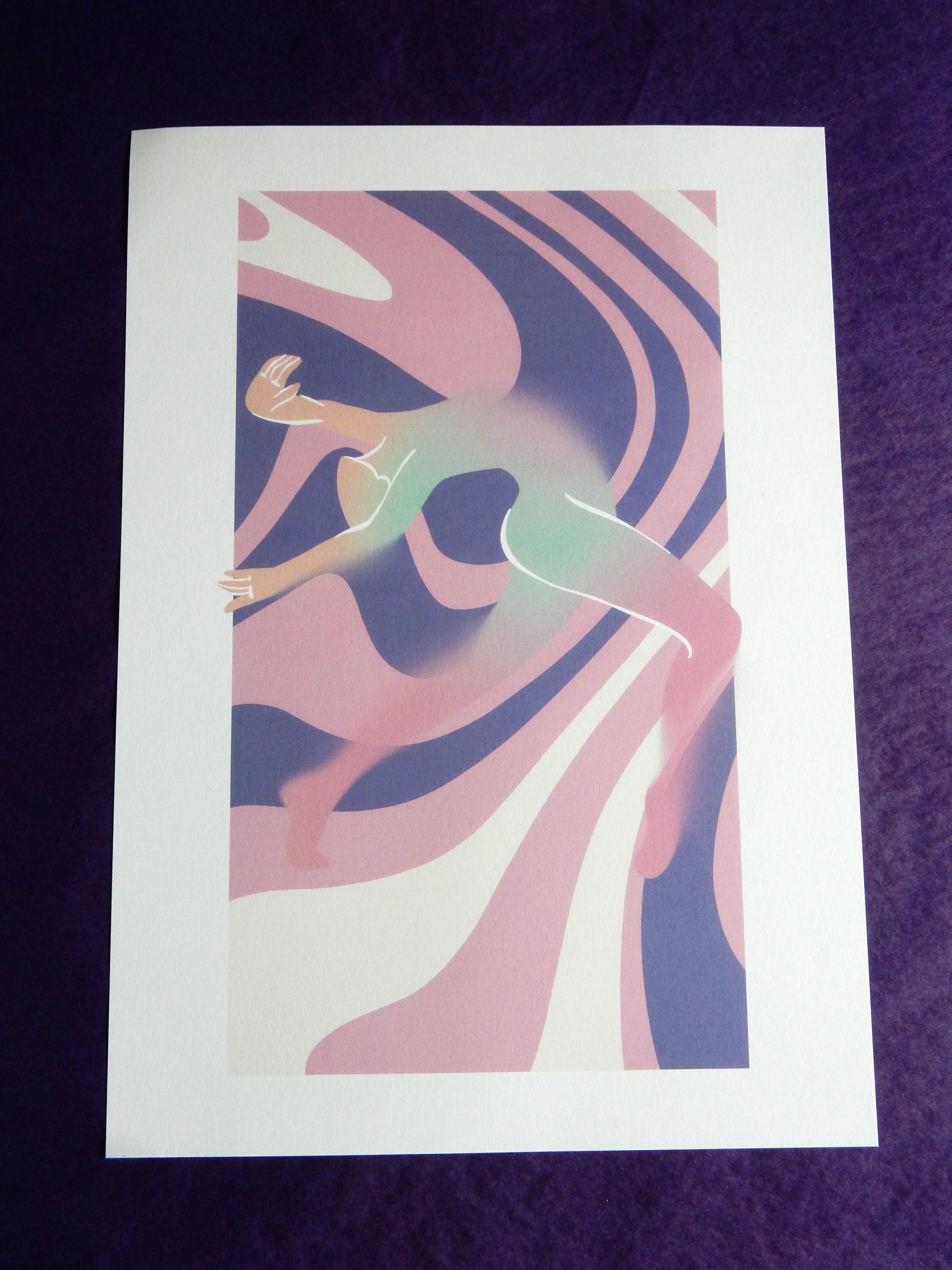 Affiche danseur en violet et rose format A4