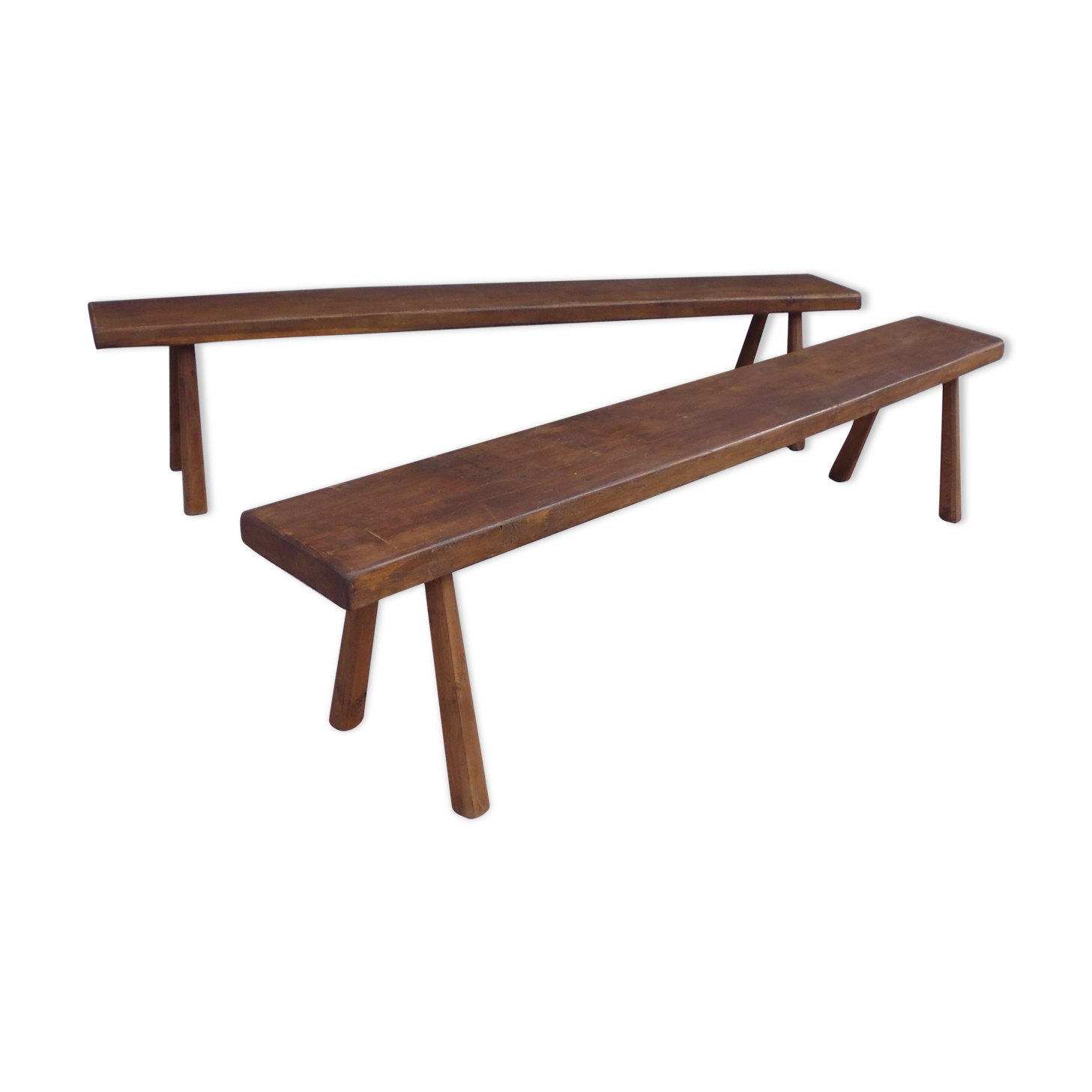 Pair of solid oak farm bench