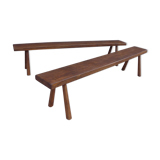 Pair of solid oak farm bench