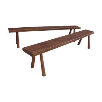Pair of solid oak farm bench