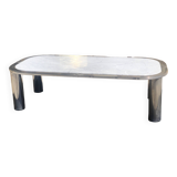 Marble and chrome steel coffee table, Italian design 1970