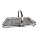 Serviteur aperitif metal argente & 4 ramequins/raviers en verre art deco