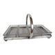 Silver metal aperitif server & 4 art deco glass ramequins/dishes