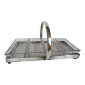 Serviteur aperitif metal argente & 4 ramequins/raviers en verre art deco
