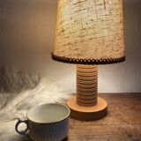 Vintage lamp with turned wooden base 30cm