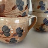 Set of 2 large vintage stoneware mugs from Atelier du Marais – Flower mugs